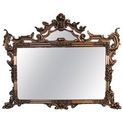 Oversized Antique French Gilt Overmantel Pediment Mirror, circa 1890 5