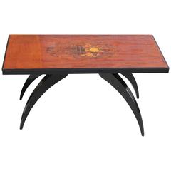 French Art Deco Coffee Table Mahogany with Mother-of-pearl Accents, circa 1930s 3