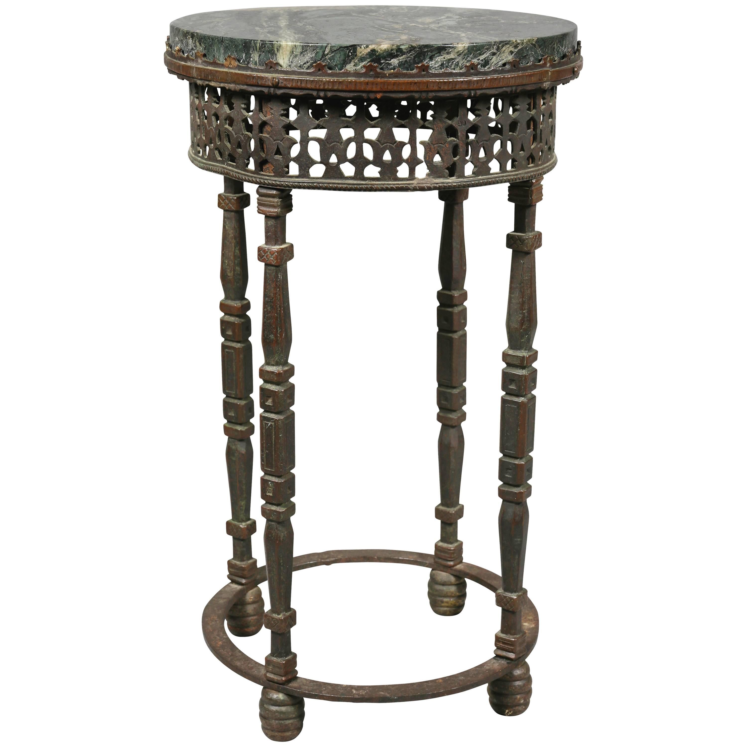 Oscar Bach Wrought Iron and Bronze Marble-Top Table