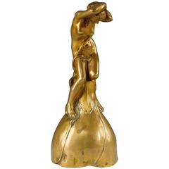 Maurice Bouval, une cloche de table Art Nouveau en bronze doré