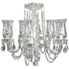 Vintage Cut Crystal and Etched French Style Five-Light Chandelier, circa 1950