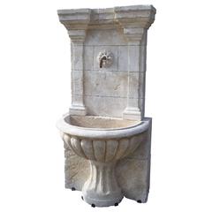 Large Carved Stone Wall Fountain from France