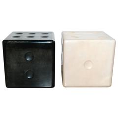 Used Pair of Parchment "Dice" Side Tables