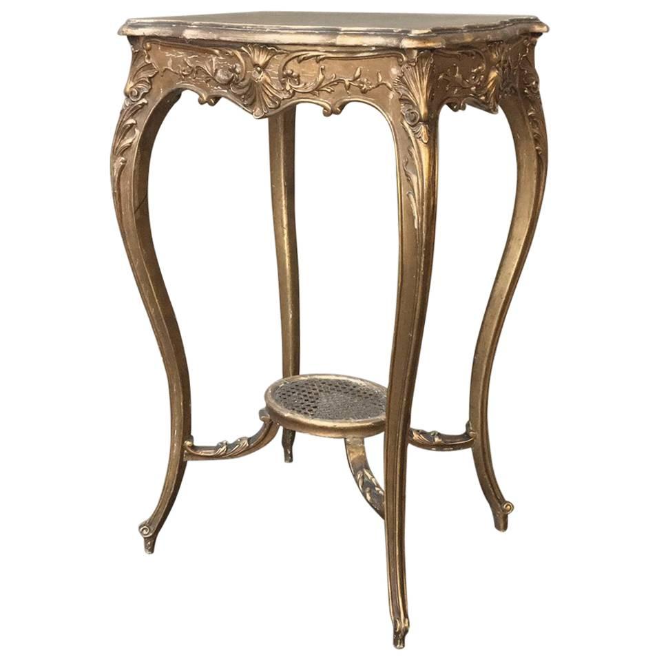19th Century French Louis XV Giltwood End Table