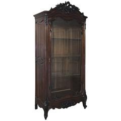 Antique 19th Century French Louis XV Rococo Walnut Display Armoire