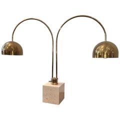 Brass and Marble Table Lamp in the Style of Robert Sonneman