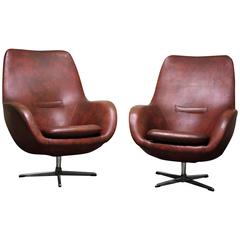 Retro Pair of Bordeaux 'Egg' Swivel Chairs, 1950s
