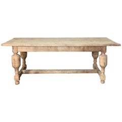 19th Century Rustic Stripped Oak Dining Table