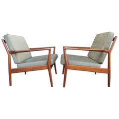 Pair of Teak Lounge Chairs by Borge Jensen & Sønner