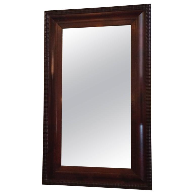 Antique Carved Mahogany Picture Frame Wall Mirror For Sale at 1stdibs