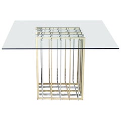 Pierre Cardin Mixed Chrome and Brass Grid Table