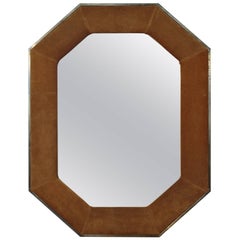 Widdicomb Leather and Brass Octagonal Mirror