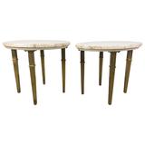 Paar italienische Regency-Tische aus Marmor und Messing, Mastercraft zugeschrieben