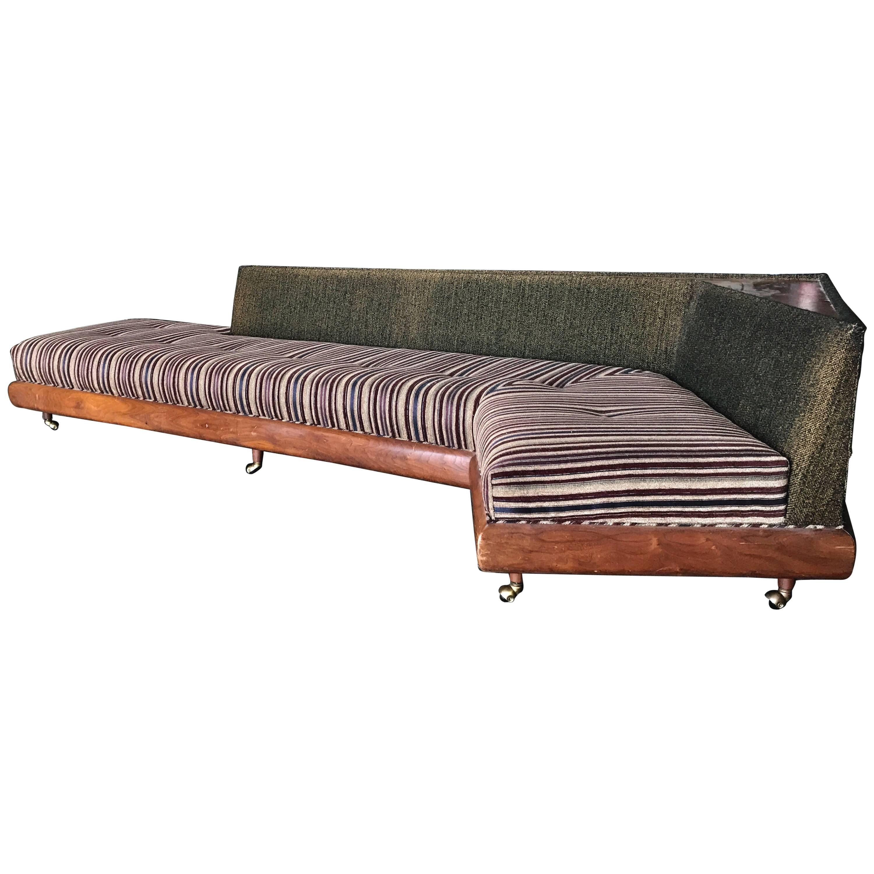 Classic Modernist "Boomerang" Sofa with Built in Table by Adrian Pearsall