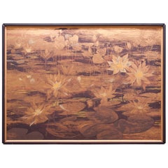 Monumental Wall Art Lyn Howley Water Lilies Lithograph on Board