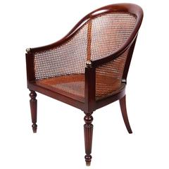 20th Century Regency Style Mahogany Caned Tub Chair