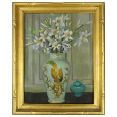 Antique Oil on Board Still Life of Daisies by Ethel Paxson, Signed, circa 1930