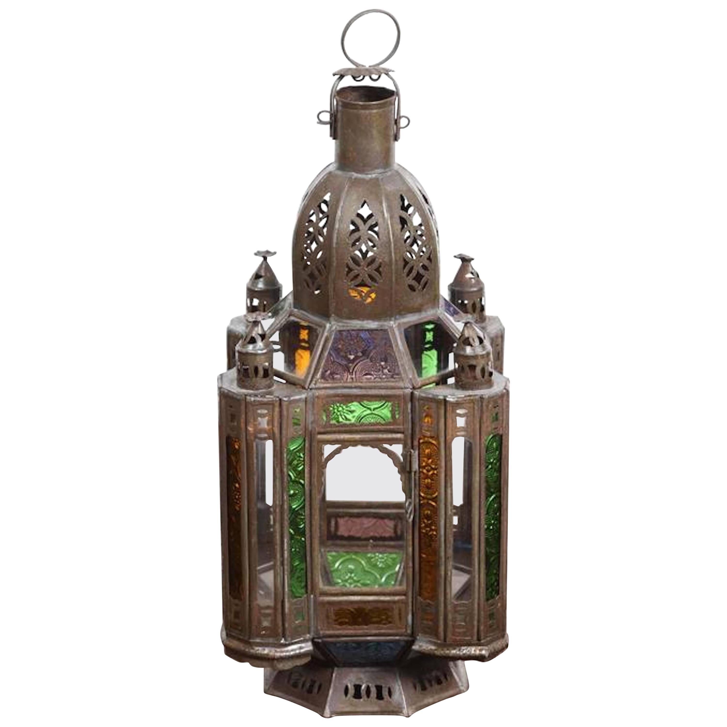 Lanterne ou pendentif marocain en verre mauresque fabriqué à la main en vente