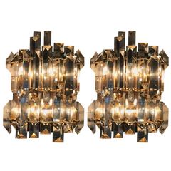 Exceptional Pair of 1960s Two-Tier Lucite Sconces