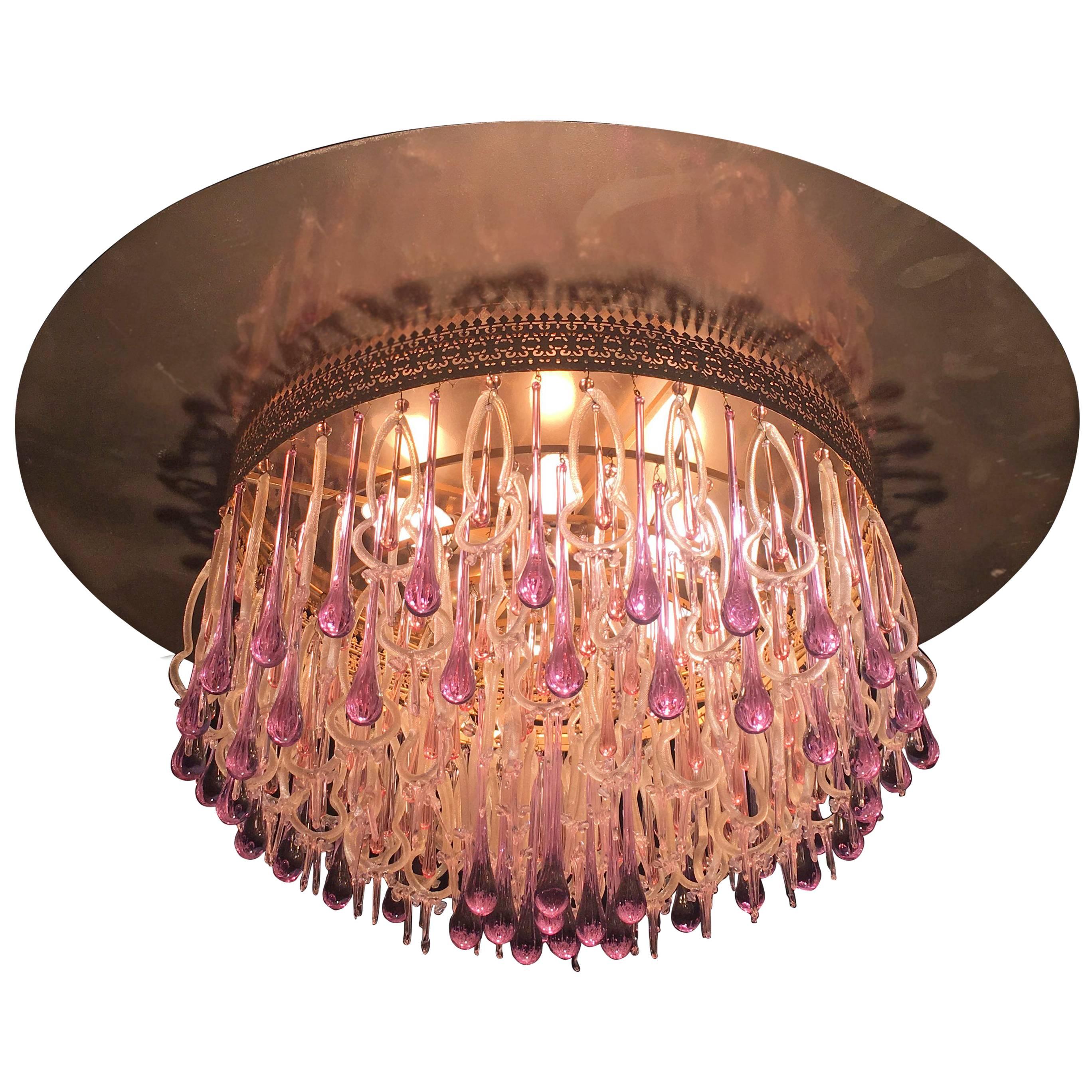 Extraordinary and Rare Chandelier Attributed to Barovier & Toso, 1960s For Sale