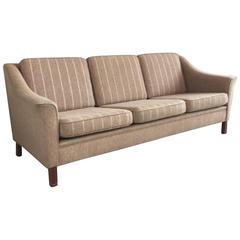 Danish 1970s Mid-Century Three-Sofa with Khaki Pinstripe Original Upholstery