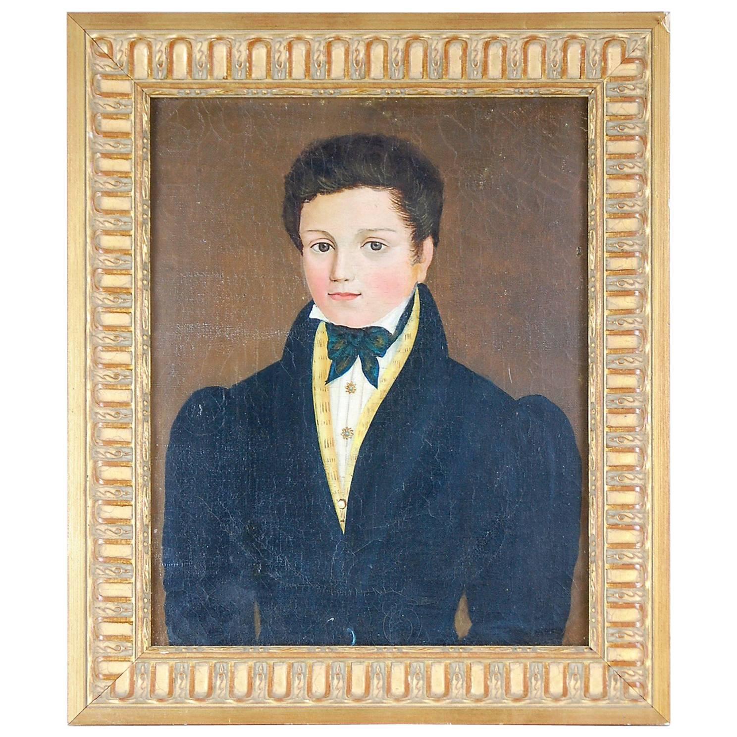 Late 19th Century Oil on Canvas Naive Portrait