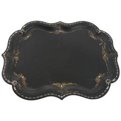 19th Century Victorian Papier Mâché Mother-of-Pearl Inlaid Large Table Tray