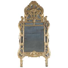 French Early 19th Century Giltwood Provencal Front Top Mirror, circa 1820-1840