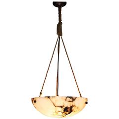 Art Deco Alabaster Pendant Chandelier, circa 1920s 2