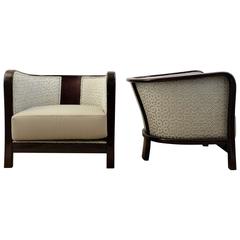 Pair of Beautifully Re-Upholstered Armchairs by Josef Hoffmann 4