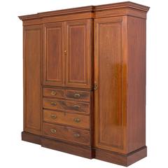 Sheraton Revival Mahogany Breakfront Wardrobe