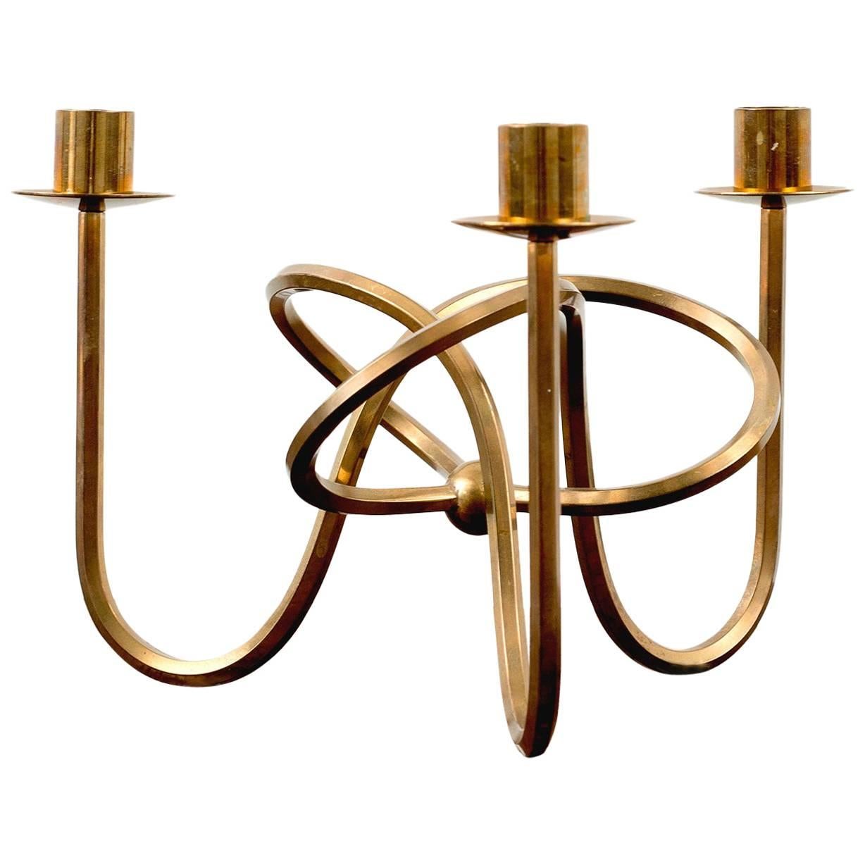 Josef Frank "Friendship Knot" Candelabra in Brass for Svenskt Tenn, 1950s
