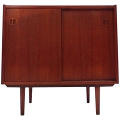 Danish Teak Record Cabinet Sideboard Midcentury Storage Unit, 1960s