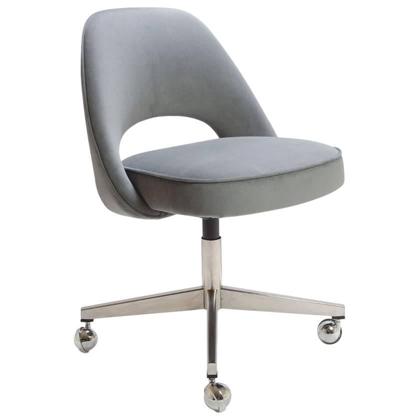 Vintage Armless Task Chair, Refinished in Monochrome Turquoise at 1stdibs