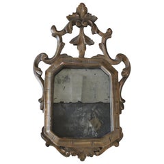 18th Century Antique Giltwood Italian Carved Mirror