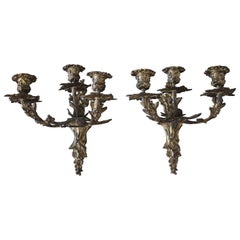 Pair of French Style Brass Candleholders