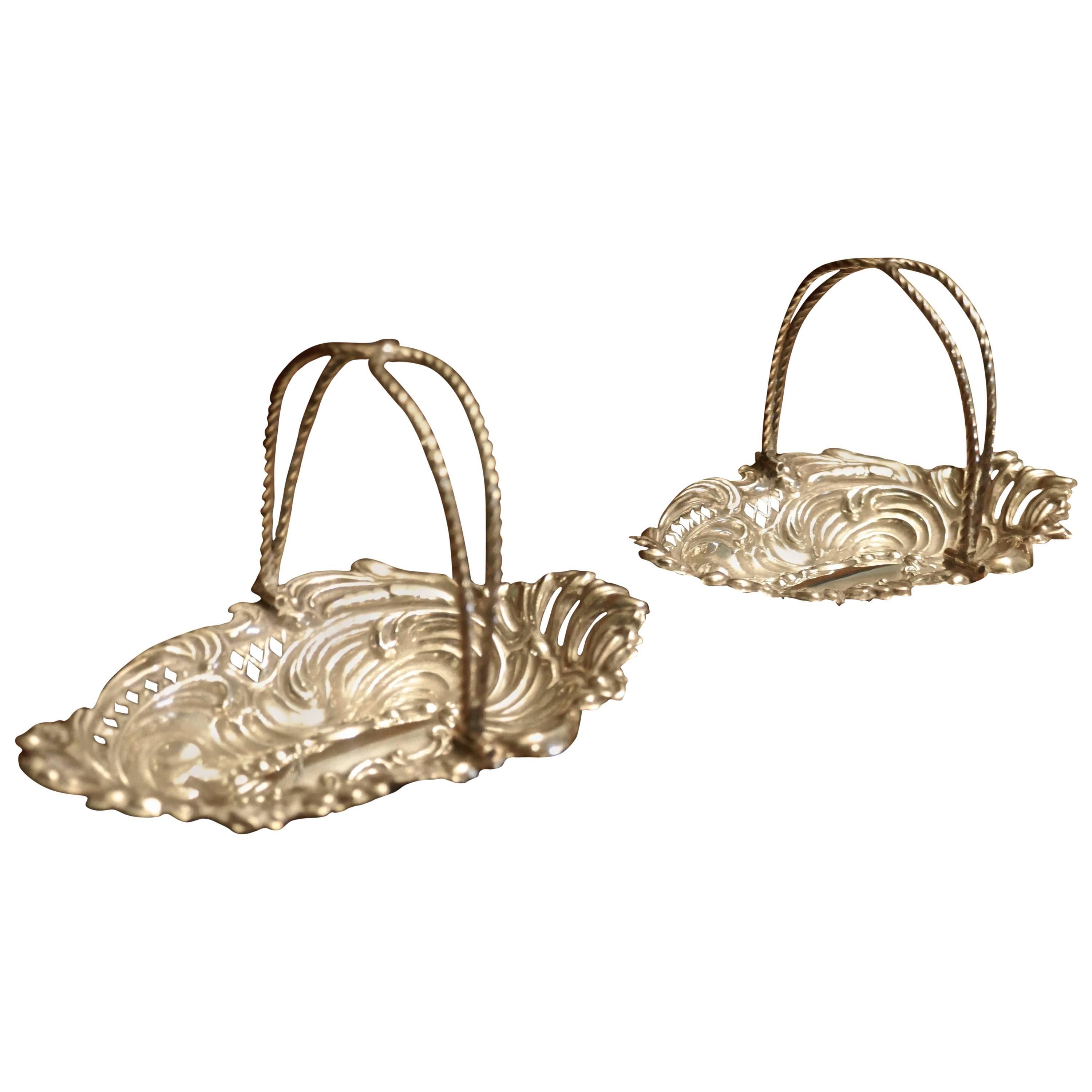 Pair of Victorian Bon Bon Baskets by Marks and Cohen, 1899 For Sale