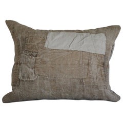 Custom Made Antique Grain Sack Pillow with Original Patchwork