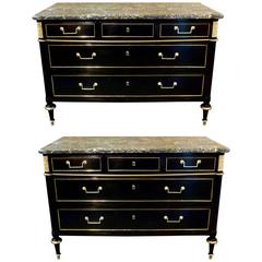 Pair of French Ebonized Directoire Style Commodes