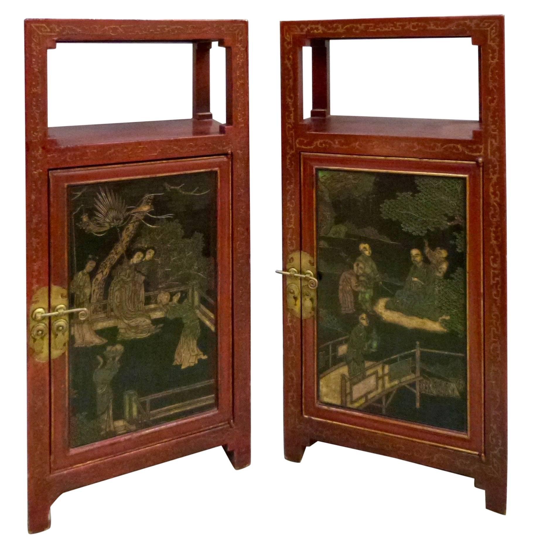 Pair of Lacquered Cabinets For Sale