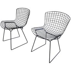 Vintage Two Harry Bertoia for Knoll Black Wire Dining Chairs