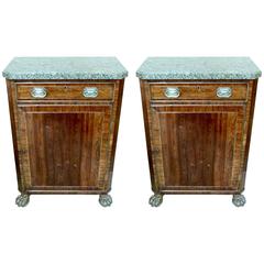 Antique Pair of 19th Century Kingwood Brass Inlaid Cabinets