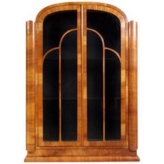 Art Deco Walnut Display Cabinet