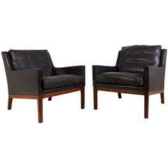Pair of Rosewood and Leather by Kaj Lyngfeldt for Soren Willasen, circa 1960