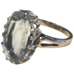 18-Karat White Gold Ring White Aquamarine, 1940s