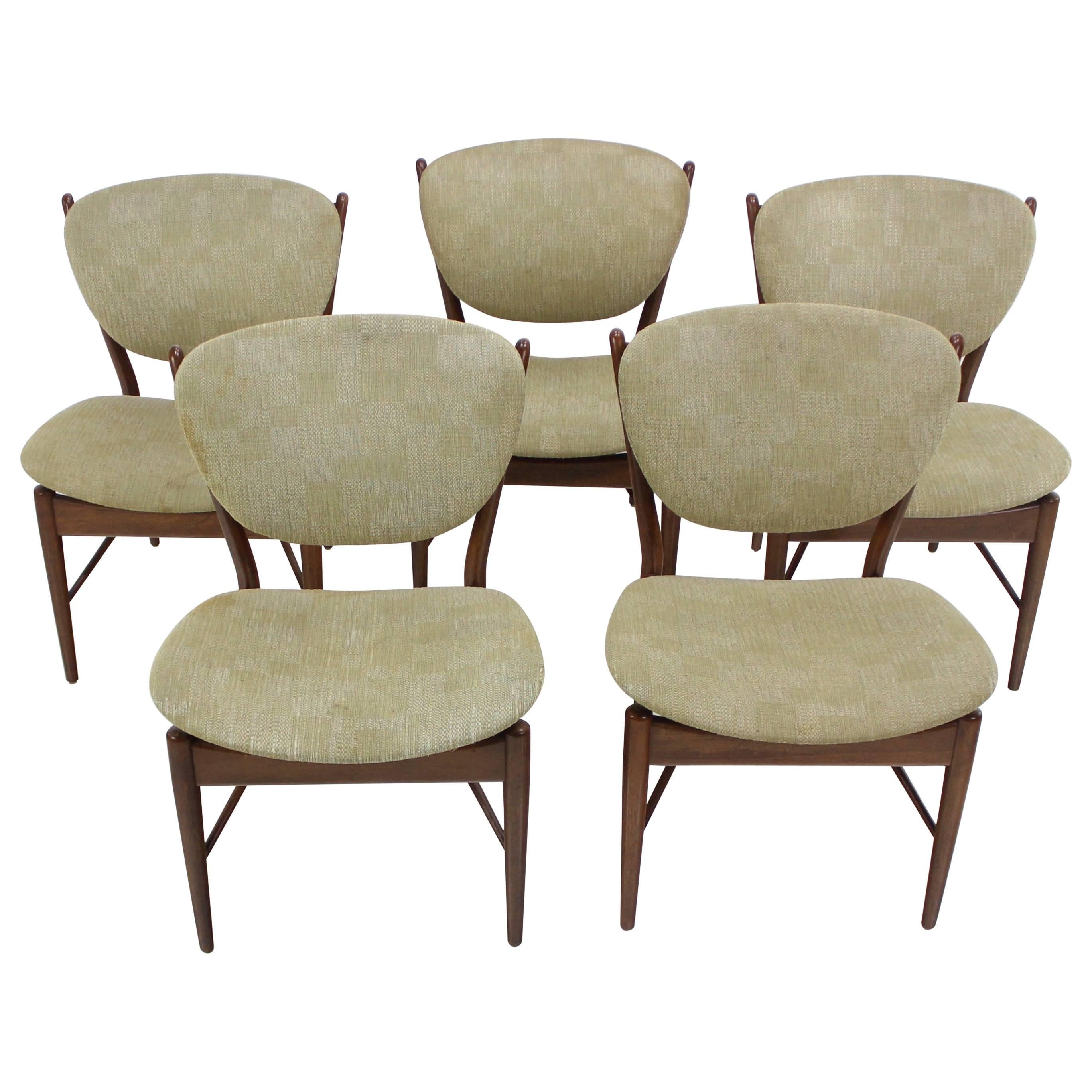 Set of Five Danish Modern Teak Chairs Designed by Finn Juhl for Baker For Sale