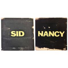Pair of Sid and Nancy Graffiti Style Paintings on Canvas by Tim Goslin