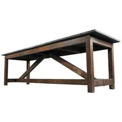 Industrial Zinc Top Pine Kitchen Dining Table Island Workbench