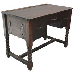 1930s Early Monterey Desk with Iron Strapping
