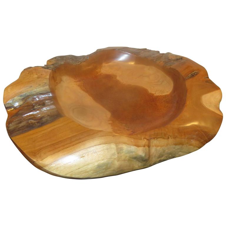 Large Studio Crafted Apple Wood Live Edge Bowl For Sale at 1stdibs